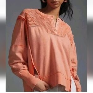 Anthropologie Pilcro Coral Pintuck Oversized Pullover Top